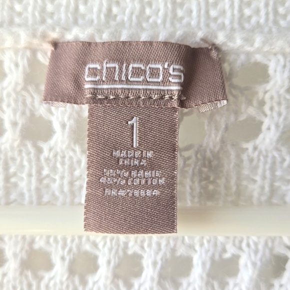 Chico's Open Knit Vneck 3/4 Sleeve Sweater - Picture 5 of 6